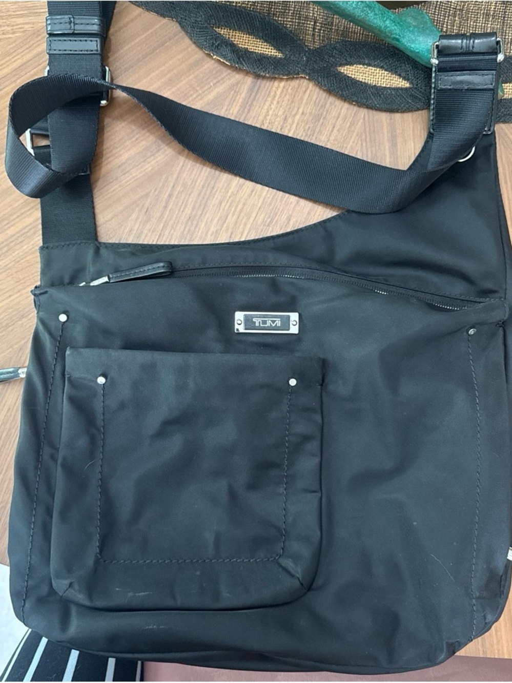 Tumi Black Nylon Messenger Crossbody Bag